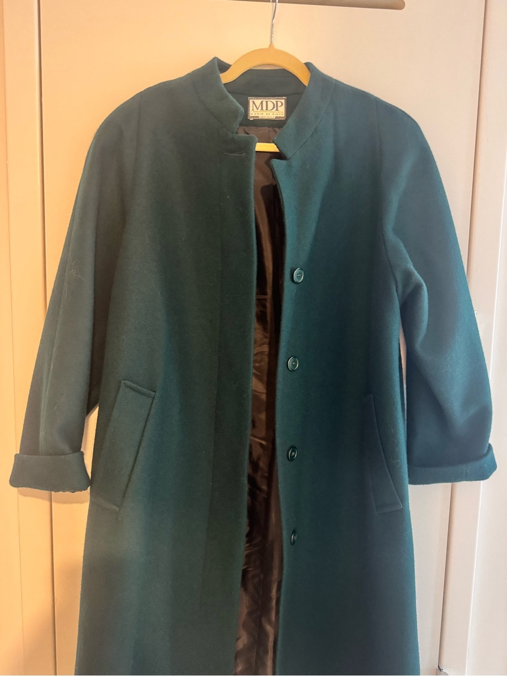Vintage MDP Mario De Pinto Emerald Green Wool Swing Car Coat - Perfect Condition